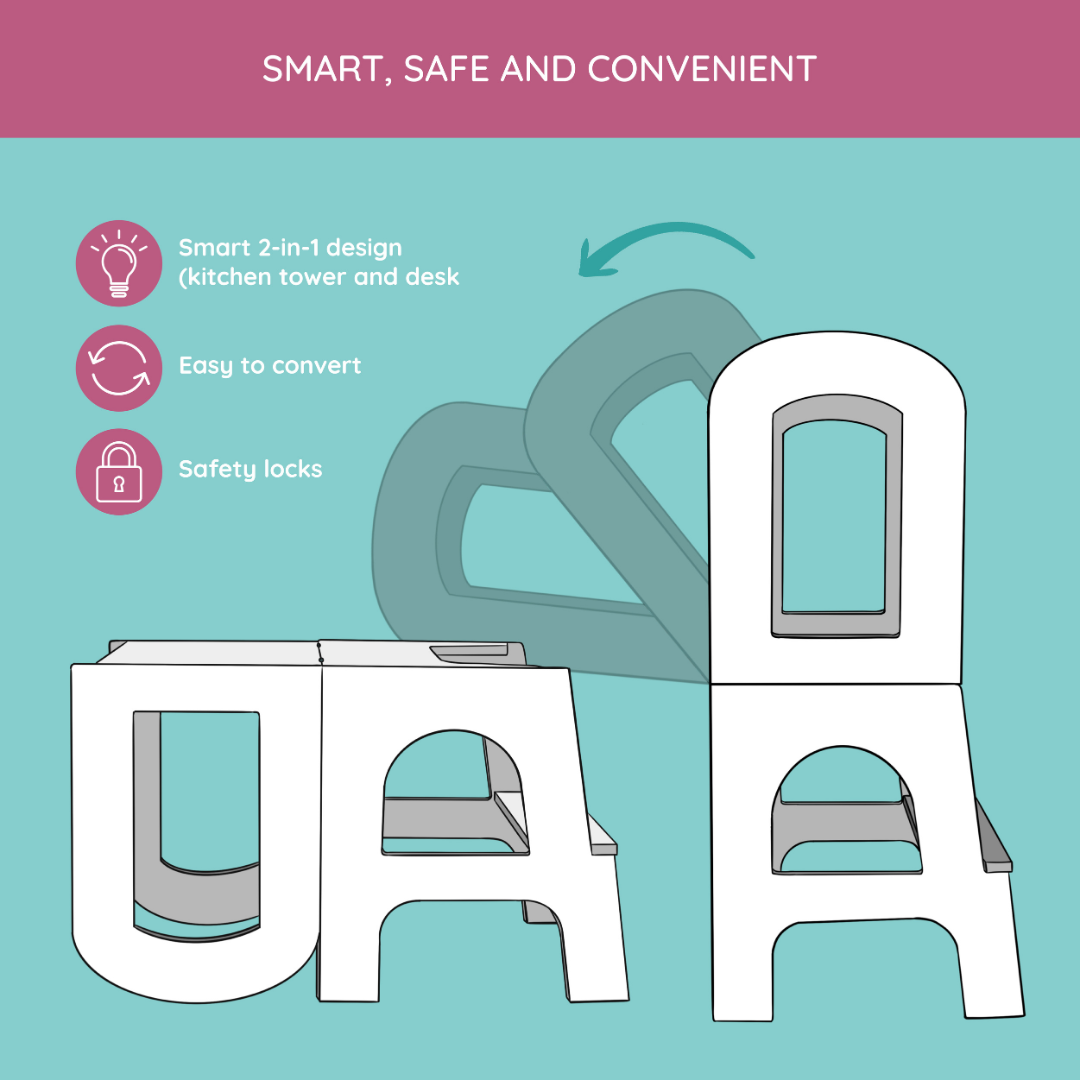 2-in-1 Kids Step Stool and Learning Tower