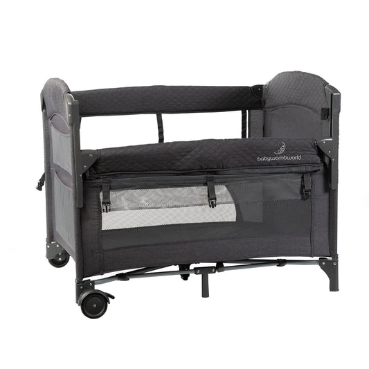 Pack and Play Bedside Sleeper Cot that Adapts as They Grow (Dark Grey)