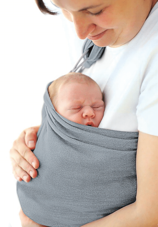 Ring Sling - Adjustable, Hands-Free Carrier for Newborn to Toddler Age - Light Grey