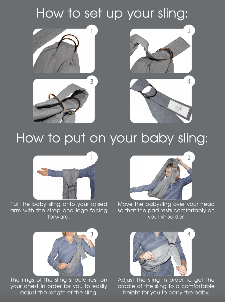 Ring Sling - Adjustable, Hands-Free Carrier for Newborn to Toddler Age - Light Grey