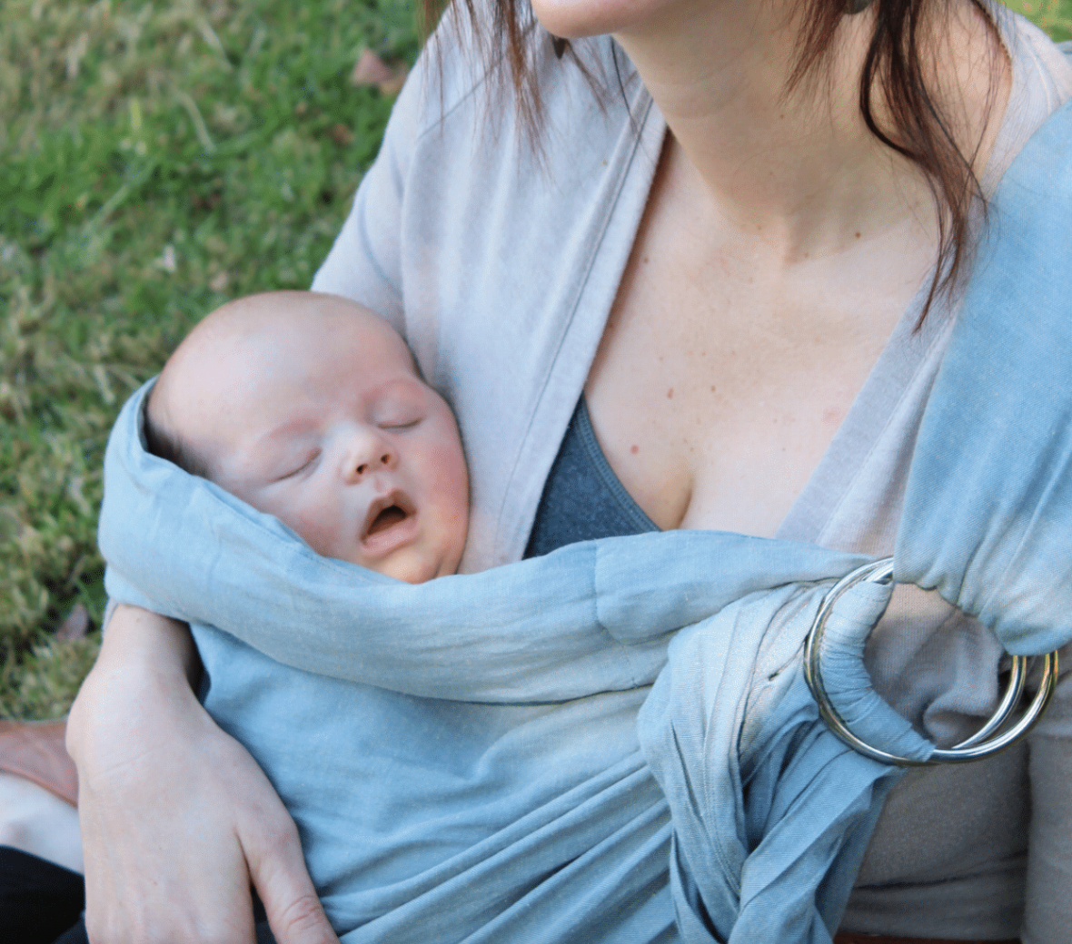 Ring Sling - Adjustable, Hands-Free Carrier for Newborn to Toddler Age - Light Grey