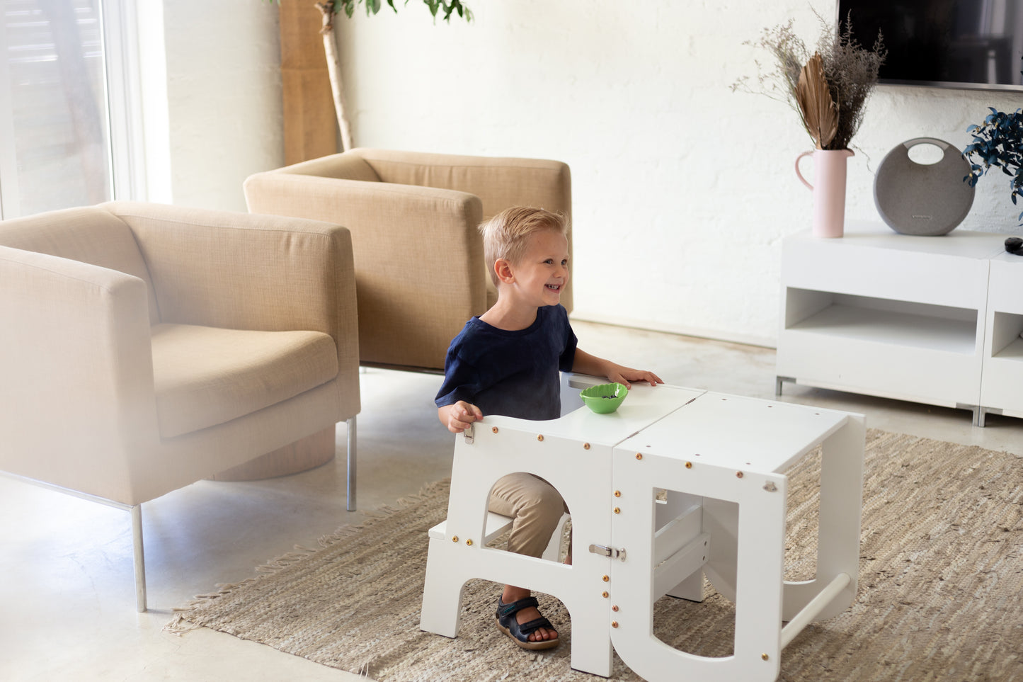 2-in-1 Kids Step Stool and Montessori Learning Tower